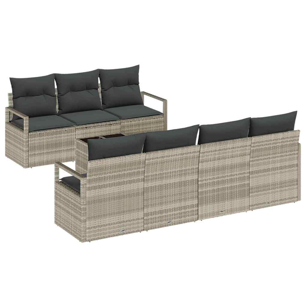 Garten-Sofa-Set mit Kissen 8 pcs Hellgrau und Dunkelgrau